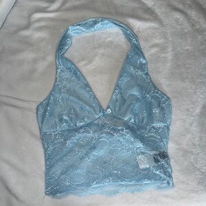 SHEIN Sky Blue Lace Top